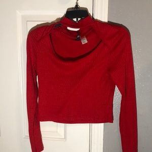 Red cropped long sleeve